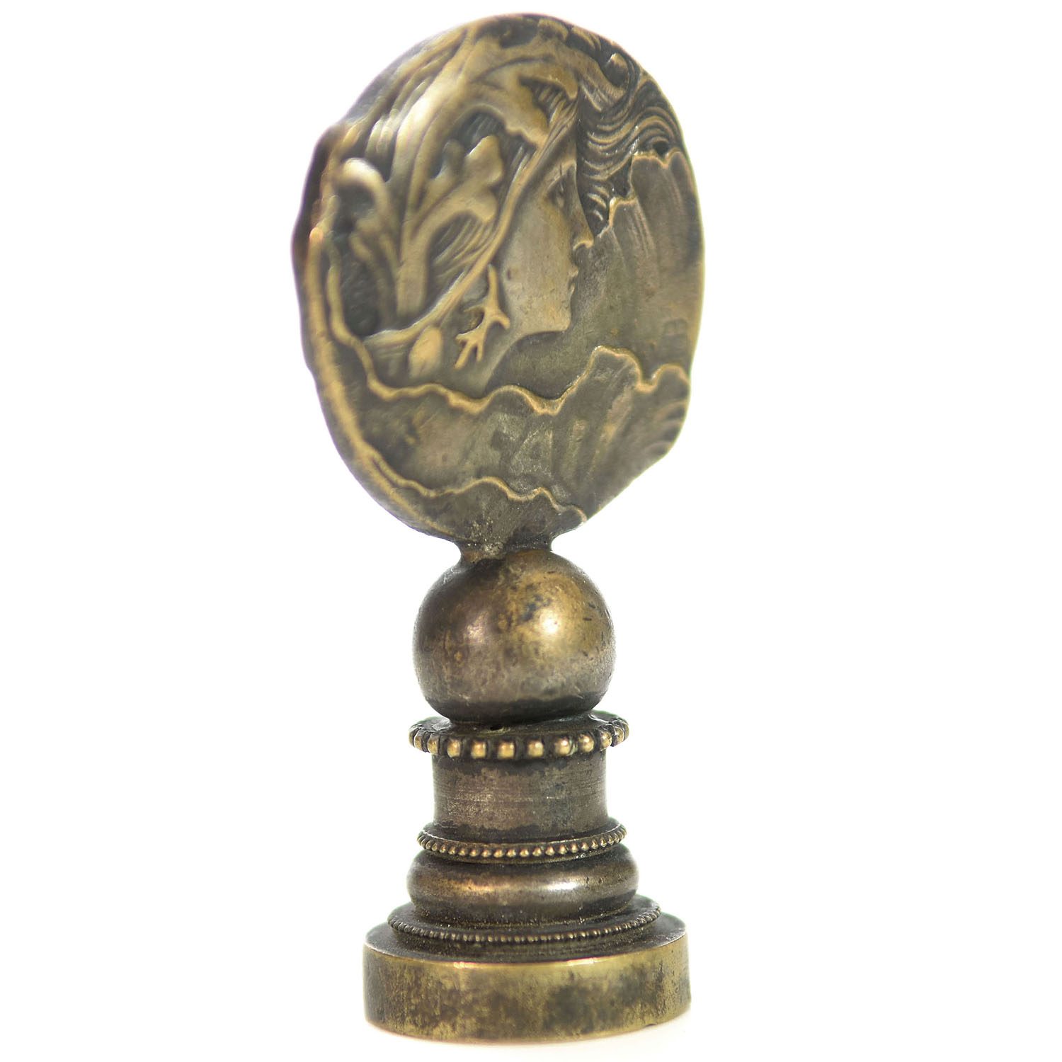 Sceau à cacheter (seal) bronze argenté Art Nouveau 