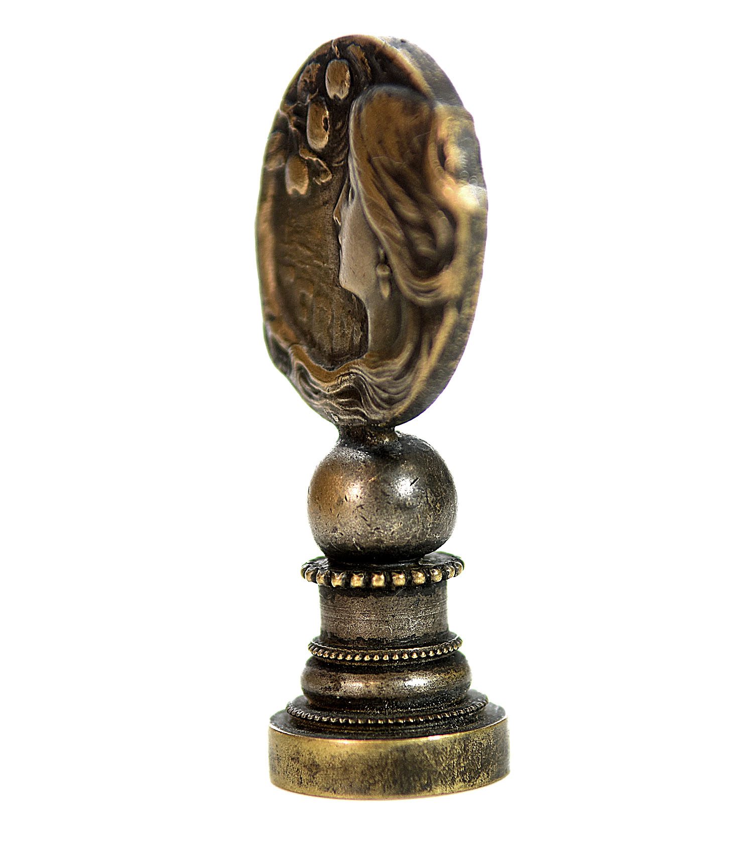 Sceau à cacheter (seal) bronze argenté Art Nouveau 
