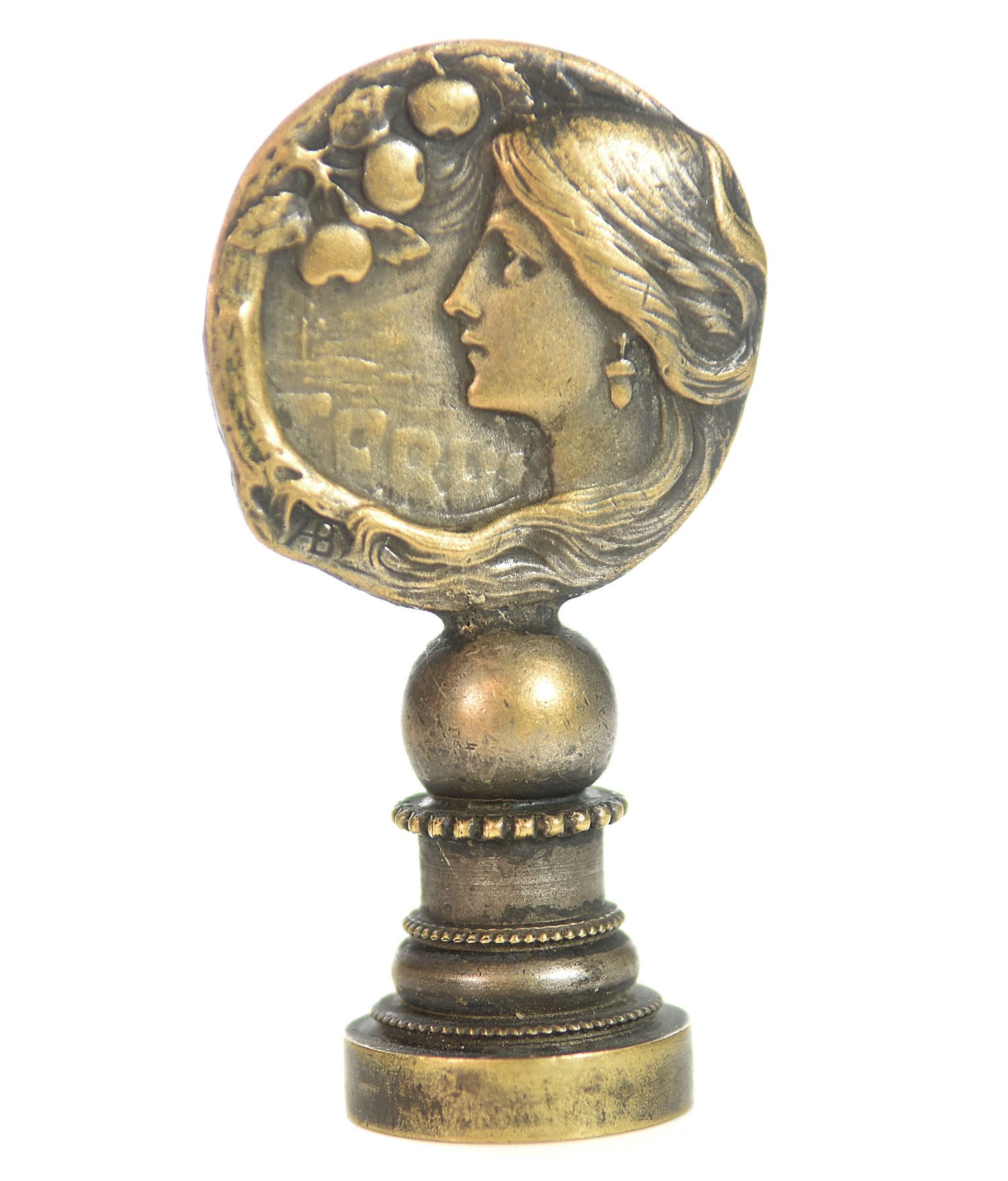Sceau à cacheter (seal) bronze argenté Art Nouveau 