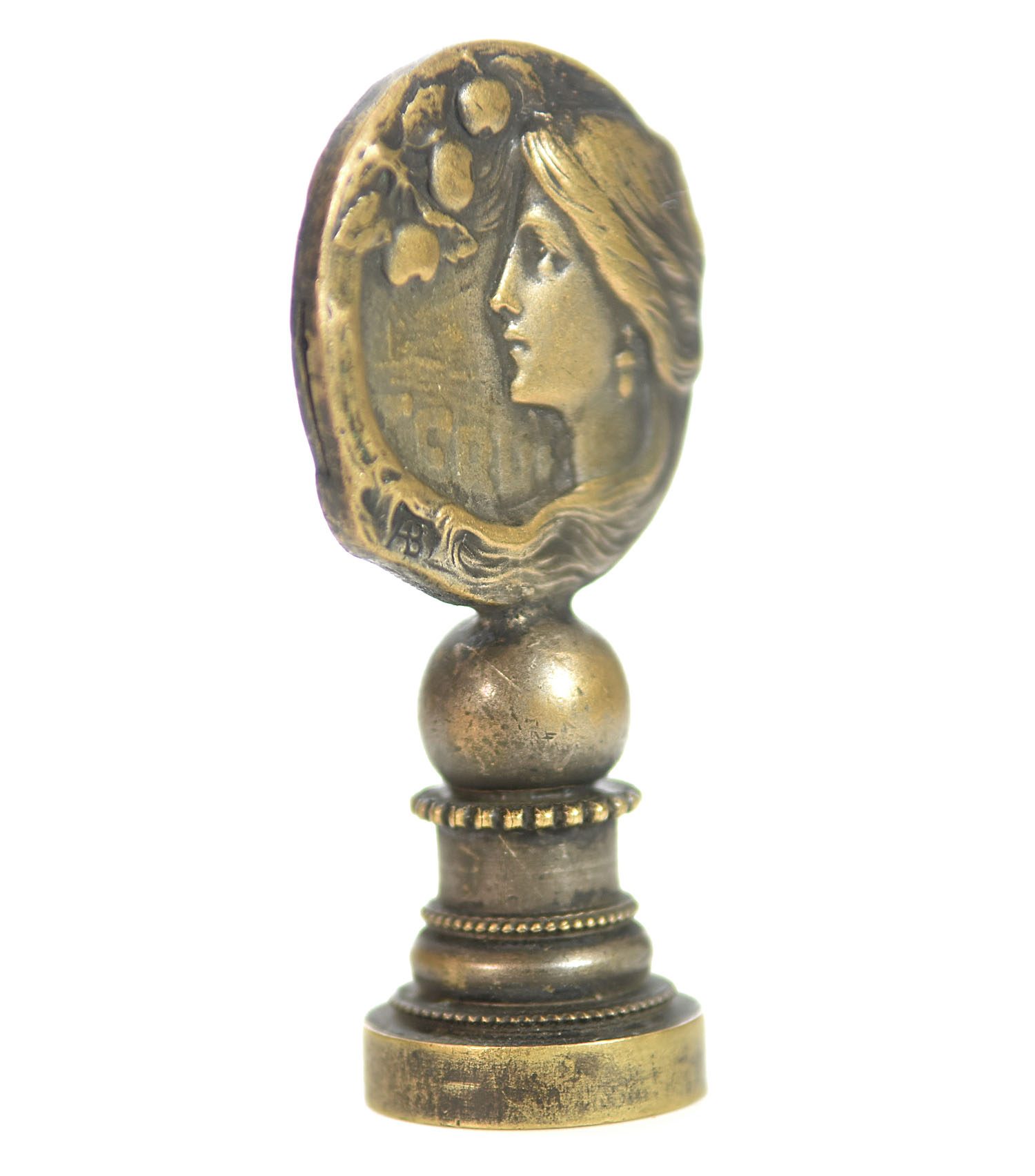 Sceau à cacheter (seal) bronze argenté Art Nouveau 